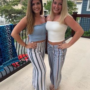 Blue white and grey wide leg flowy beach pants!